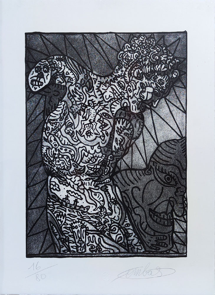 Le faune d�lirant. Le satyre version XL de la gravure en bois, 2024