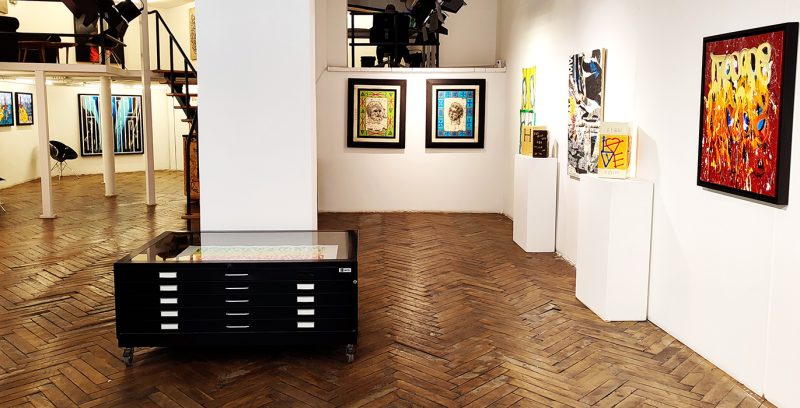 L'espace de la galerie, pendant l'exposition « Beauté et nouveautés »