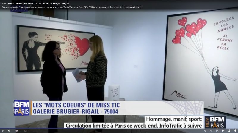 Les « Mots cœurs » de Miss Tic à la Galerie Brugier-Rigail